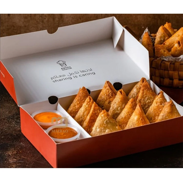 Оптовая продажа коробки для эмпанады для самсы из жесткого картона, для хрустящей самосы, коробка для выноса, экологически чистая упаковка, коробка для еды на вынос