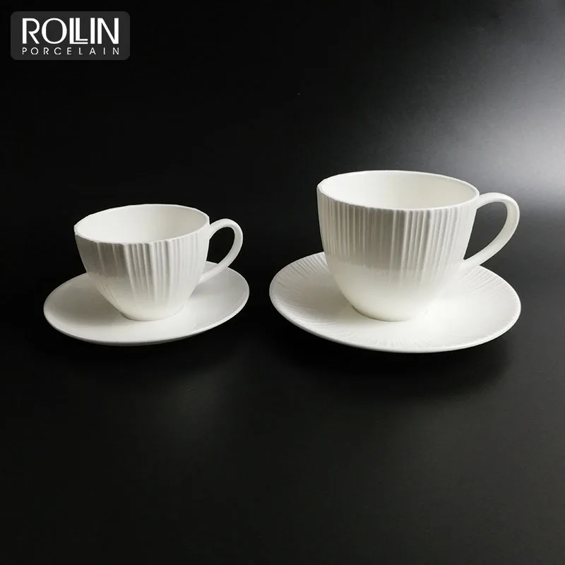 Поставщик ресторанов и отелей Оптовая продажа кофейных чашек с логотипом Набор New Bone China Чайная чашка белого цвета с блюдцем Посуда для кафе