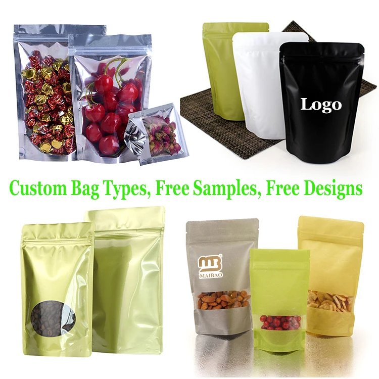 Изготовленный на заказ многоразовый экологически чистый Pla биоразлагаемый стоячий пакет для упаковки пищевых продуктов на молнии прозрачный прозрачный мешочек для специй