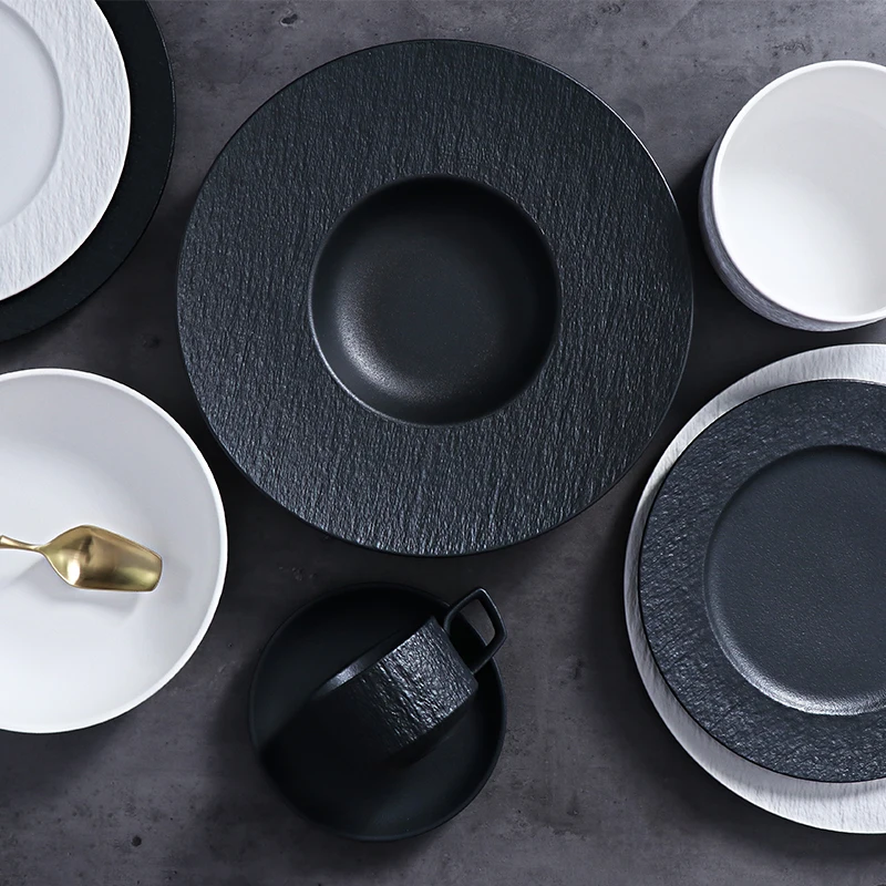 Посуда для ресторана Ресторанная посуда Набор тарелок и мисок Роскошная керамическая посуда Оптовая продажа Дешевый набор тарелок