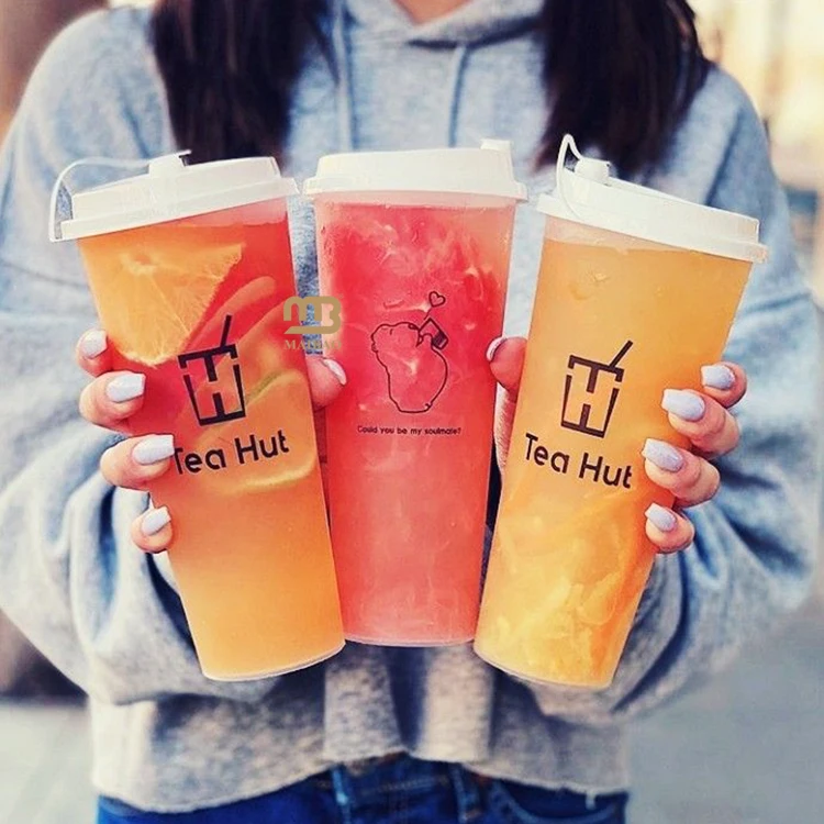 Индивидуальный логотип, кофе со льдом, сок, чай Boba, чашки для смузи, одноразовая чашка с индивидуальным логотипом для инъекций пузырькового чая, полипропиленовые матовые пластиковые стаканчики