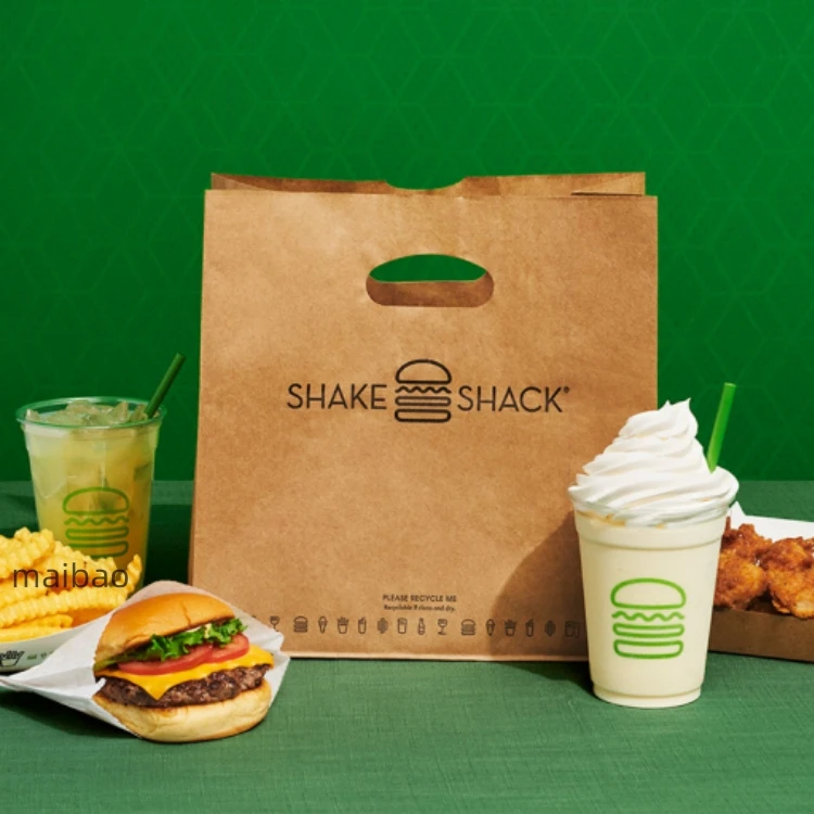 Экологический бумажный пакет Bolsas Papel Food Carry Out с высечной ручкой, коричневый бумажный пакет из крафт-бумаги с индивидуальным логотипом для ресторана