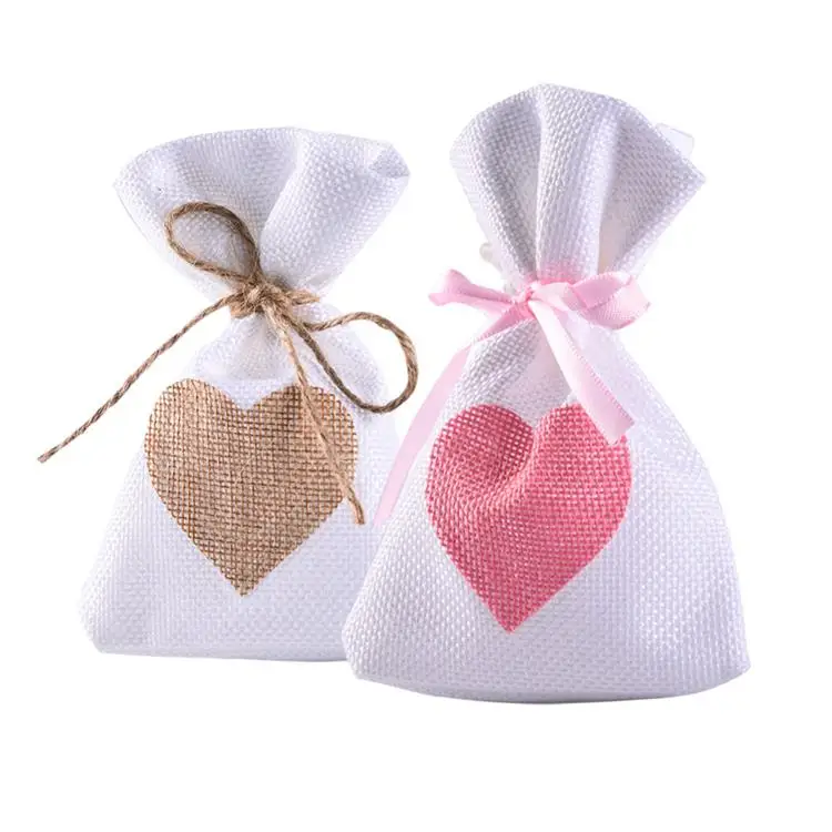 Оптовая продажа, дешевая персонализированная сверхмощная зеленая эко-ткань из переработанных материалов, мешковина, джутовый шнурок, сувенир, подарок, сумка для покупок конфет