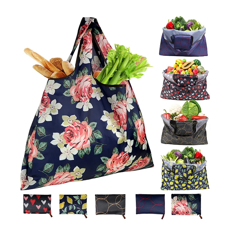 Многоразовая продуктовая сумка с индивидуальным логотипом Animal Blue, складная сумка для супермаркета, небольшая складная сумка для покупок в кармане с молнией