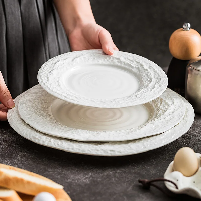 Wholesale Creative Relief Ceramic Dinnerware High Quality Multifunctional Dishes & Plates Eco-Friendly & Party Suitable