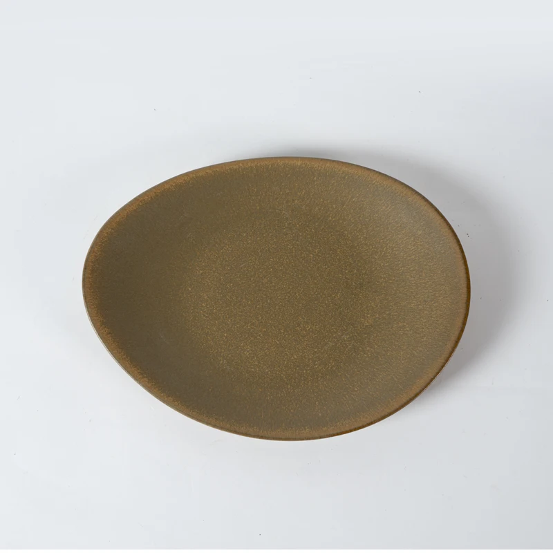 Керамический набор посуды цвета хаки для ресторана, бесплатная доставка, японские роскошные тарелки индивидуального дизайна