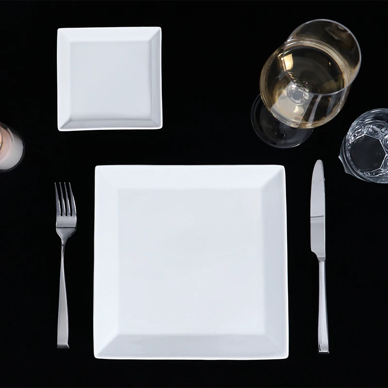 Производитель принадлежностей для отелей, оптовая продажа, керамическая тарелка для стейка, индивидуальный логотип, ресторан, отель, изысканный белый обеденный сервиз, керамическая тарелка для отеля
