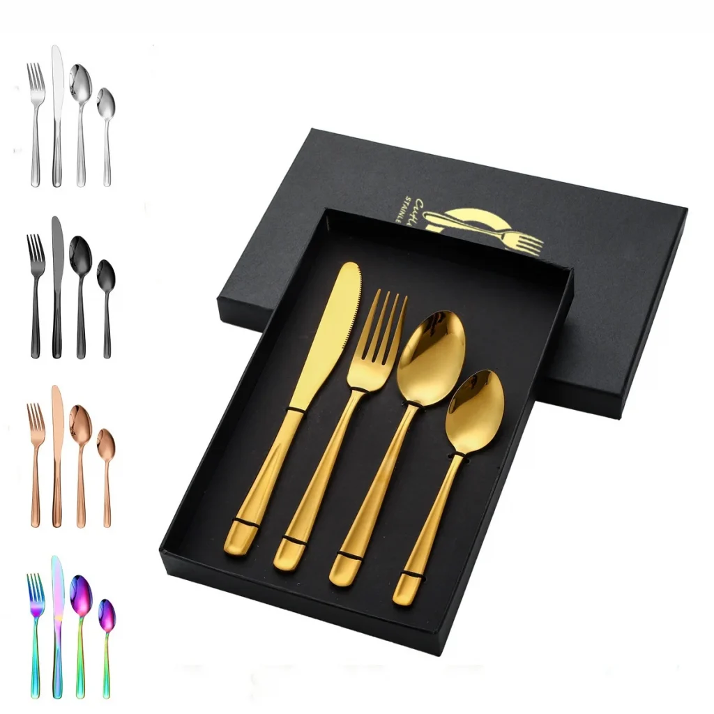 Свернутый золотой одноразовый набор столовых приборов, столовое серебро, включая вилки, ножи, ложки, салфетки для вечеринок, свадеб, бизнес-подарков