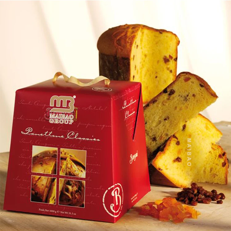 Индивидуальный логотип, кондитерский хлеб, сладкая коробка для десертов, мини-делюкс Panettone Classico, упаковка 1 кг, подарочная коробка для десерта, двускатная коробка для торта для пекарни