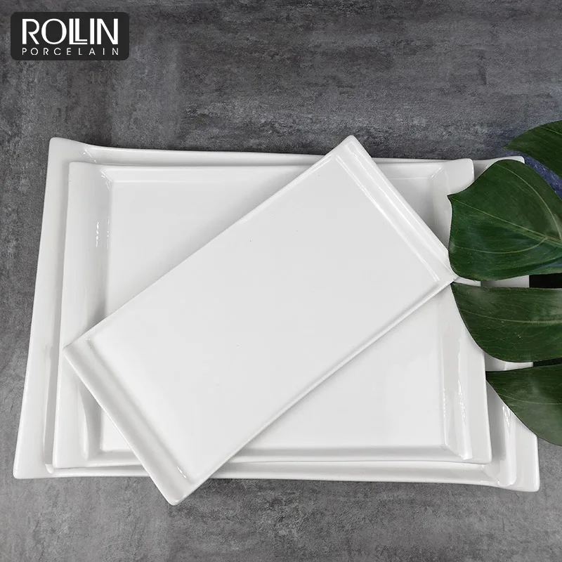 Белые обеденные тарелки оптом. Хорошие белые прямоугольные фарфоровые тарелки. Керамические белые обеденные тарелки.