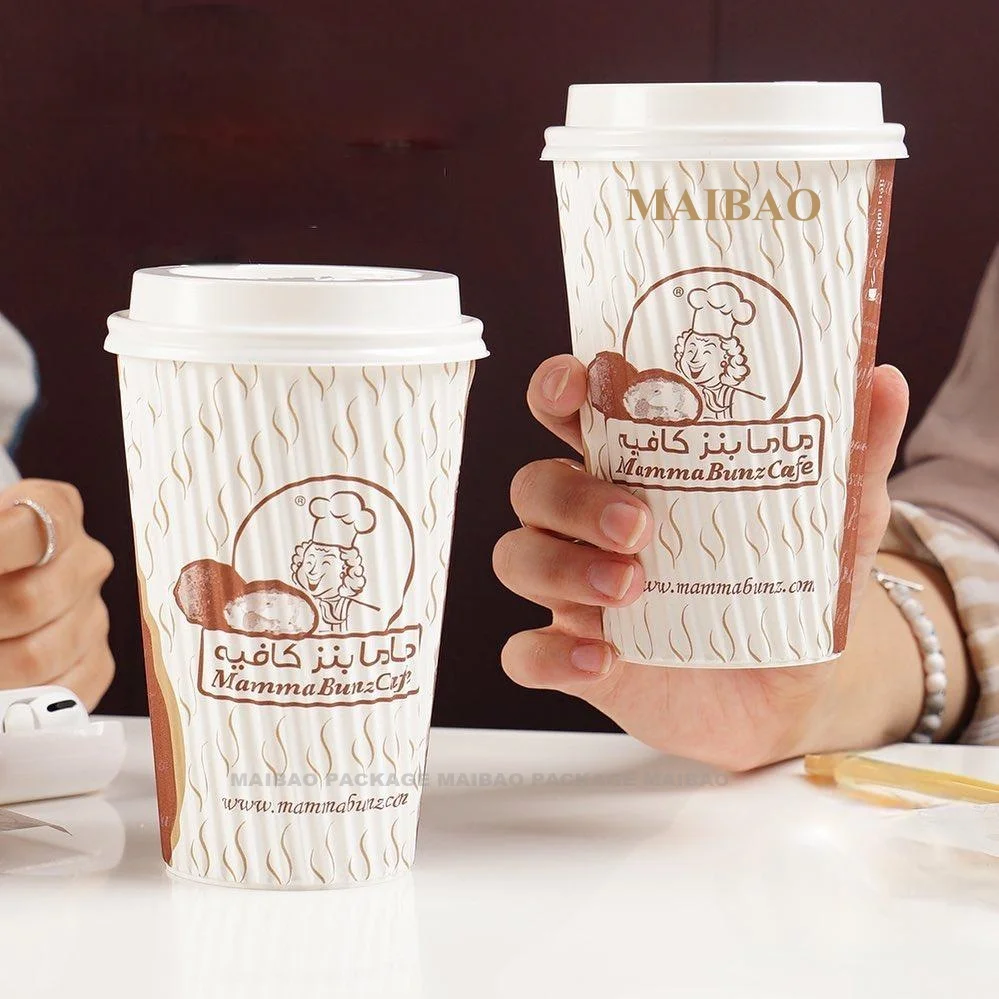 Напечатанный на заказ логотип, 8 унций 12 унций, экологически чистые одноразовые кофейные чашки из крафт-бумаги Pla to Go