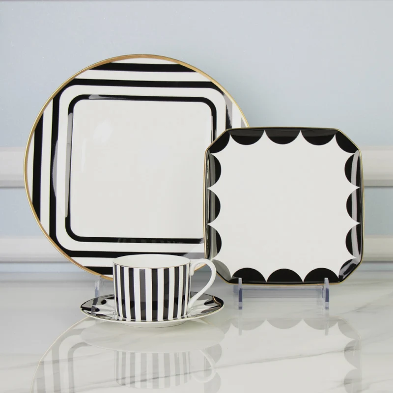 Набор столовой посуды для отеля, столовые сервизы из костяного фарфора, полная столовая посуда, фарфор в скандинавском стиле, столовая посуда из костяного фарфора