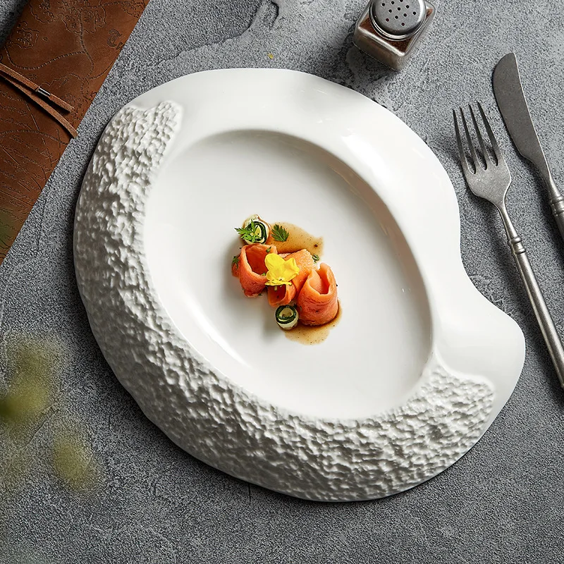 Irregular Dinner Plate Ceramic Cold Dishes Pasta Fruit Salad Sushi Soup Puree Serving Tray Show Plate Club Restaurant Dinnerware
