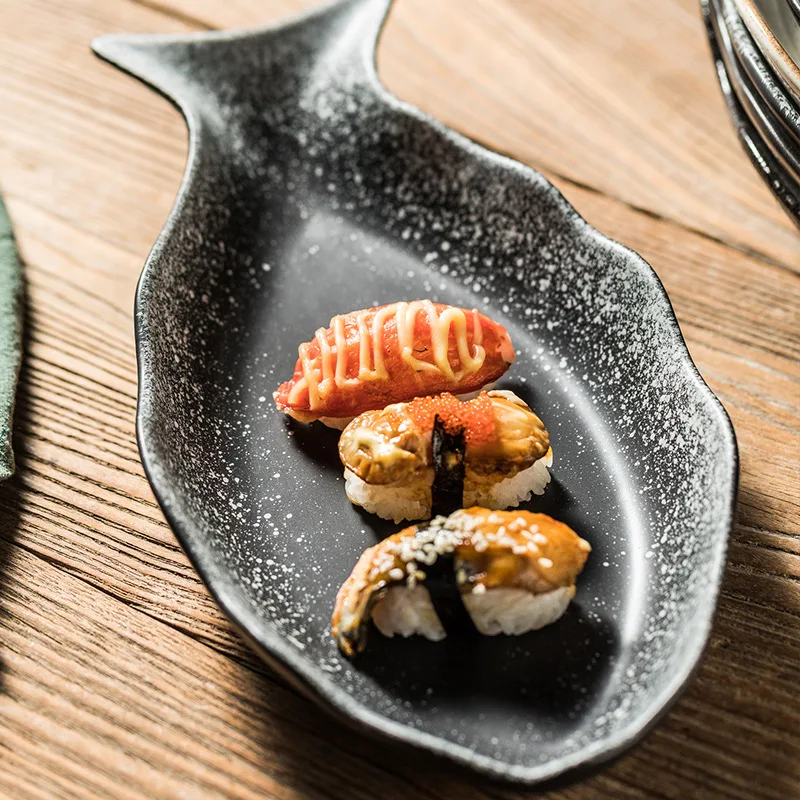 Прямая продажа с фабрики, оптовая продажа, керамическая овальная рыбная тарелка для отелей, напечатанная на заказ, обеденные тарелки неправильной формы из фарфора для ресторанов