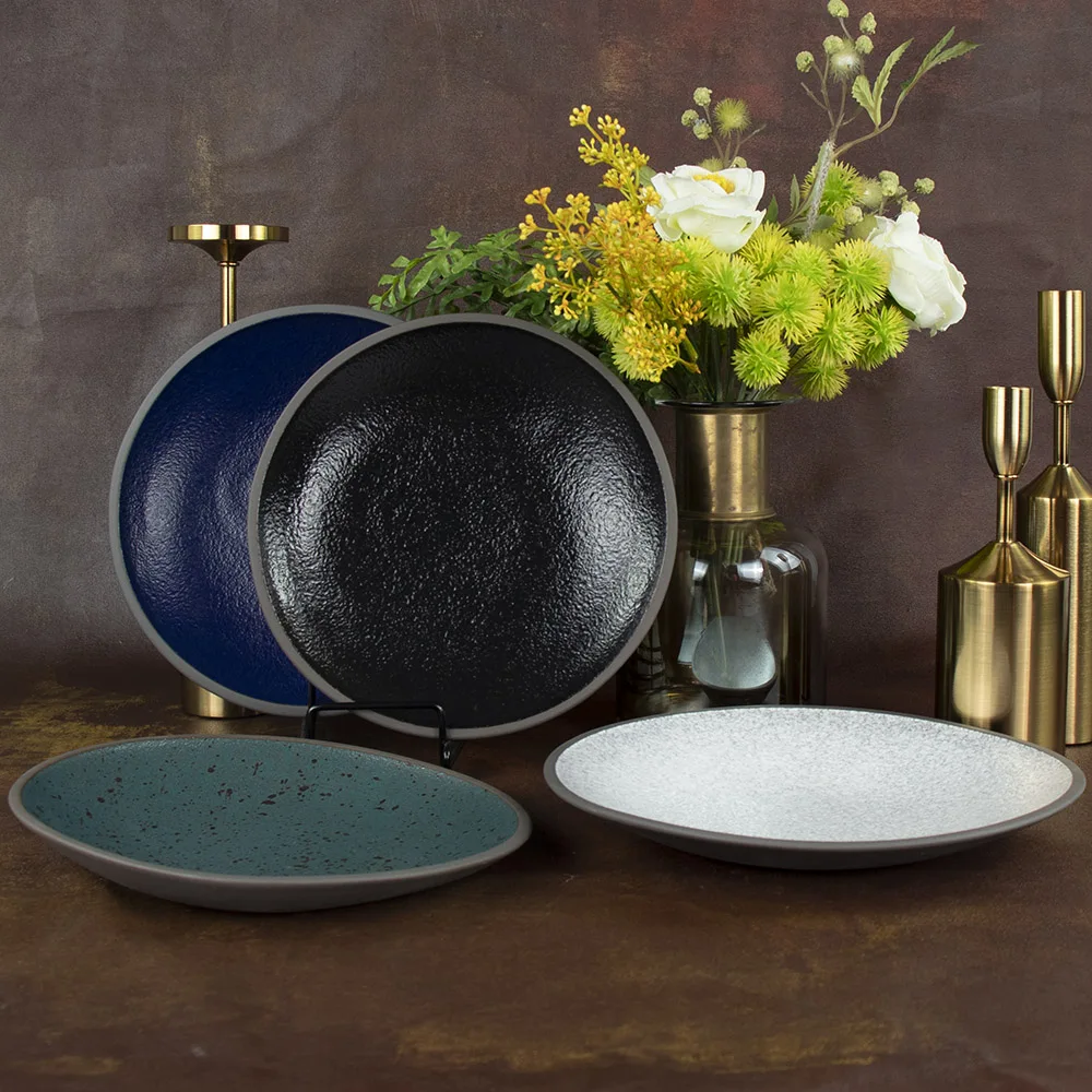 Скандинавские тарелки, керамические тарелки белого овсяного цвета, фарфоровые тарелки, новый дизайн, керамическая тарелка