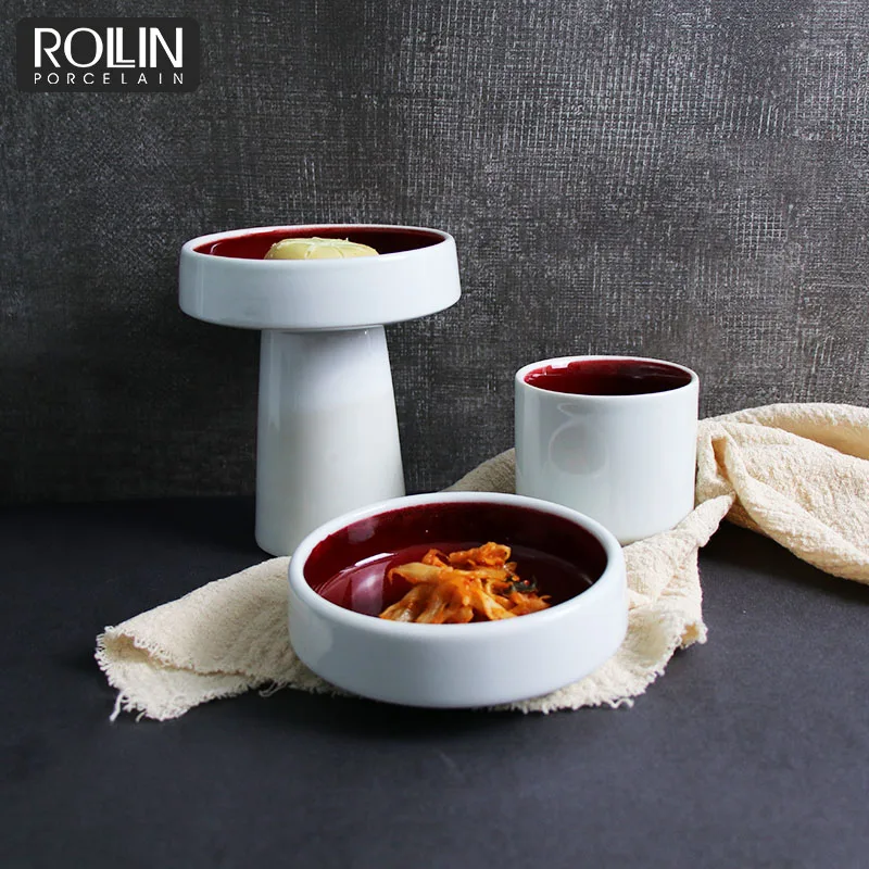 Тарелка для торта на подставке Фарфоровые блюда для фруктов Фарфоровая миска на подставке Украшения для еды Чаша для десерта на подставке