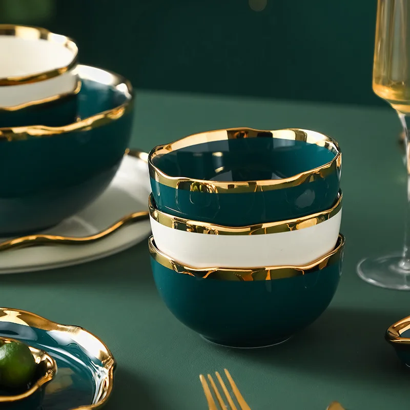 Nordic Dish Set Personality Home Ceramic  Plate Fish Plate Soup Bowl Light Luxury Rice Bowl Breakfast Bowls and Plates