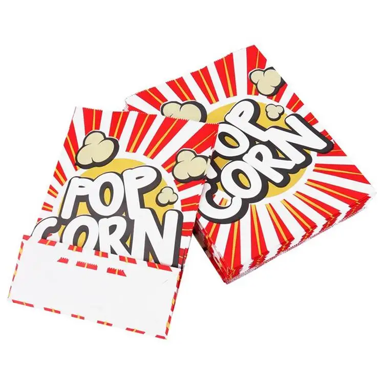 Оптовая продажа, биоразлагаемая переработанная термосвариваемая упаковка для закусок, бумажные пакеты для попкорна с логотипом на заказ