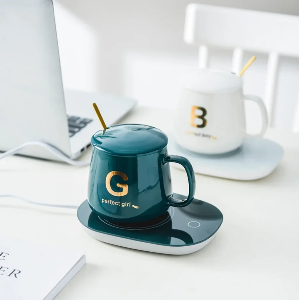 Рождественский подарок Бретта, керамическая розовая кофейная кружка, кружка с автоматическим подогревом, чашка с термостатом на 55 градусов