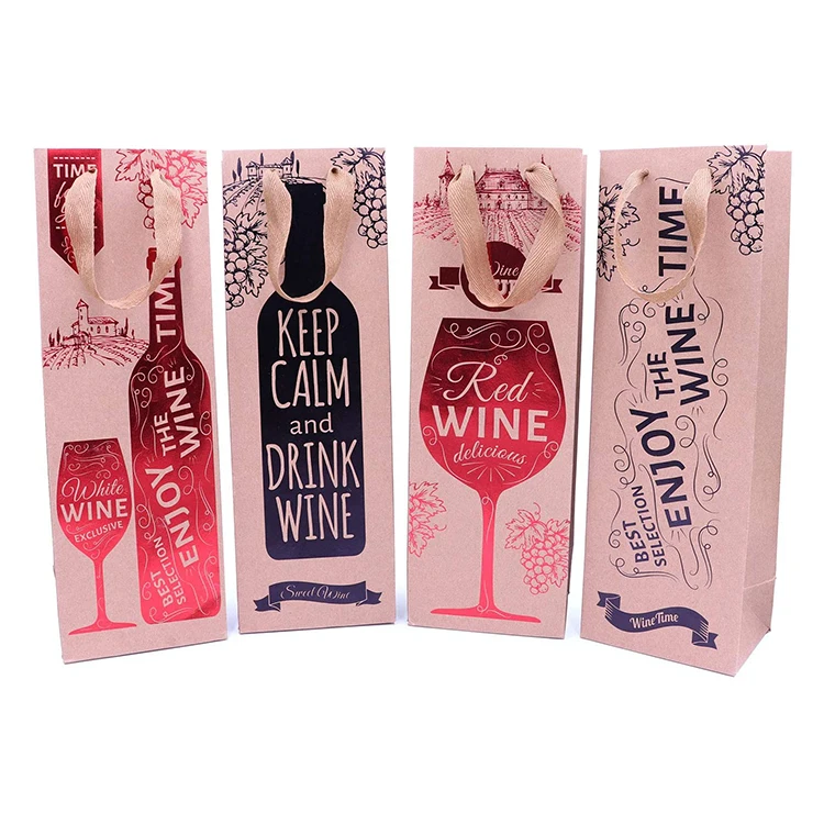 Упаковочная сумка для розничной торговли с логотипом, роскошный подарочный бумажный пакет с ручками, оптовая продажа, подарочная сумка для бумажной бутылки вина