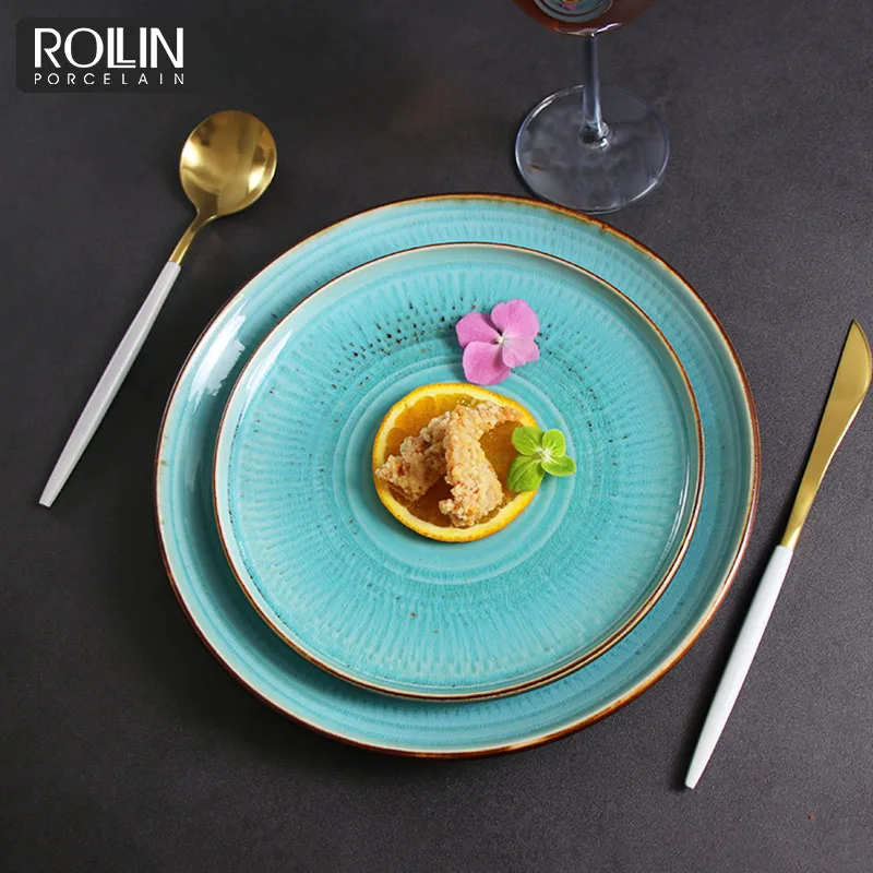 Современный набор столовой посуды из 2 фарфоровых тарелок, безопасный для микроволновой печи, керамическая посуда, глазурованный обеденный набор для ресторана