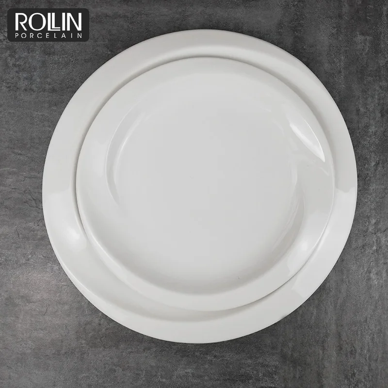 Оптовая продажа, белая керамическая посуда, белая фарфоровая тарелка, фуршетная посуда, тарелка для общественного питания, белые тарелки для ресторана