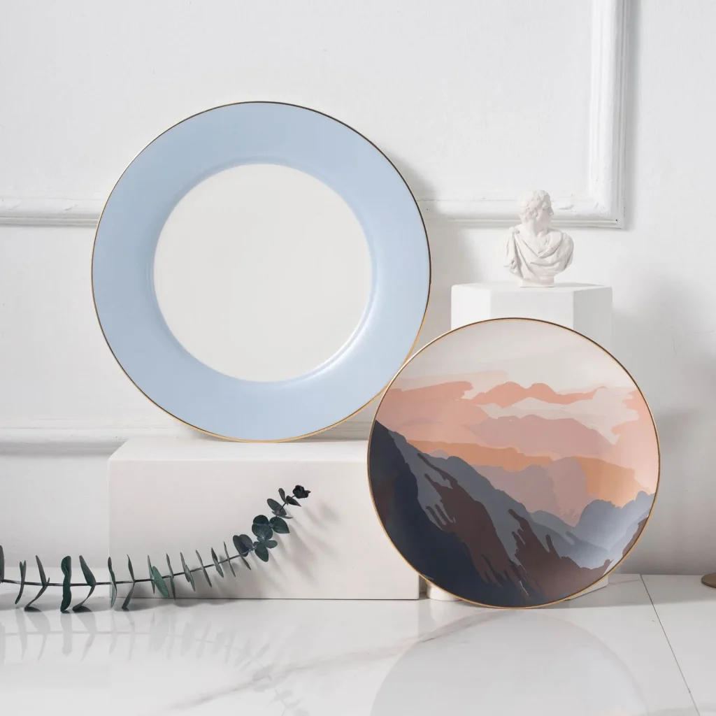 Легкая роскошная костяная керамическая тарелка для ужина, современная матовая под глазурованным фарфором для вечеринок