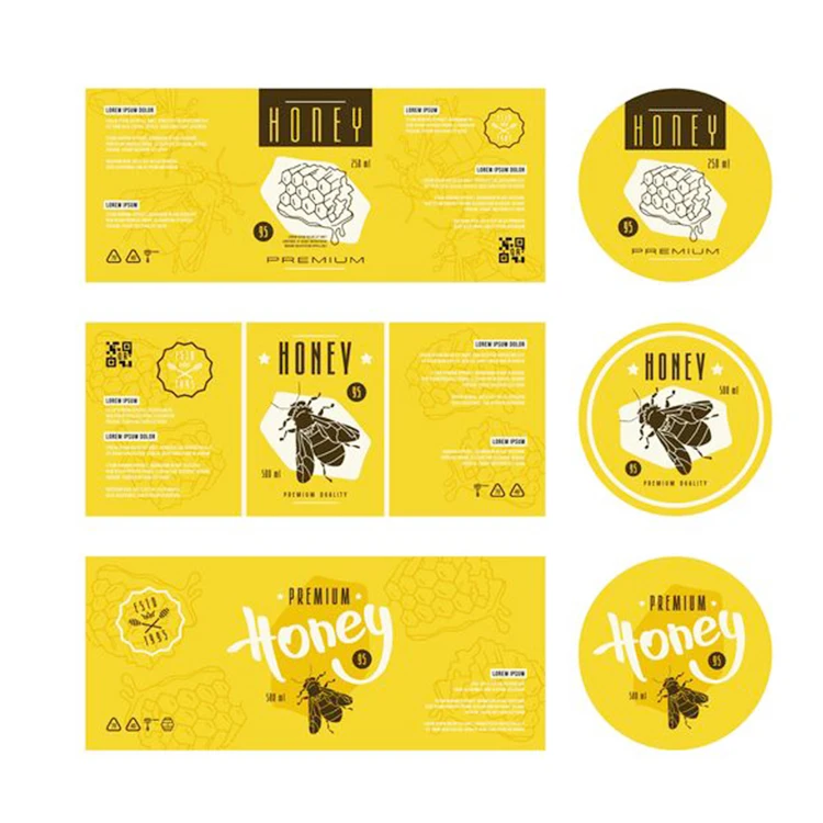 Индивидуальный дизайн, клейкий рулон с принтом, бутылка для меда, водостойкая ПВХ пластиковая наклейка с логотипом, этикетка для пищевого контейнера, банка для свечей