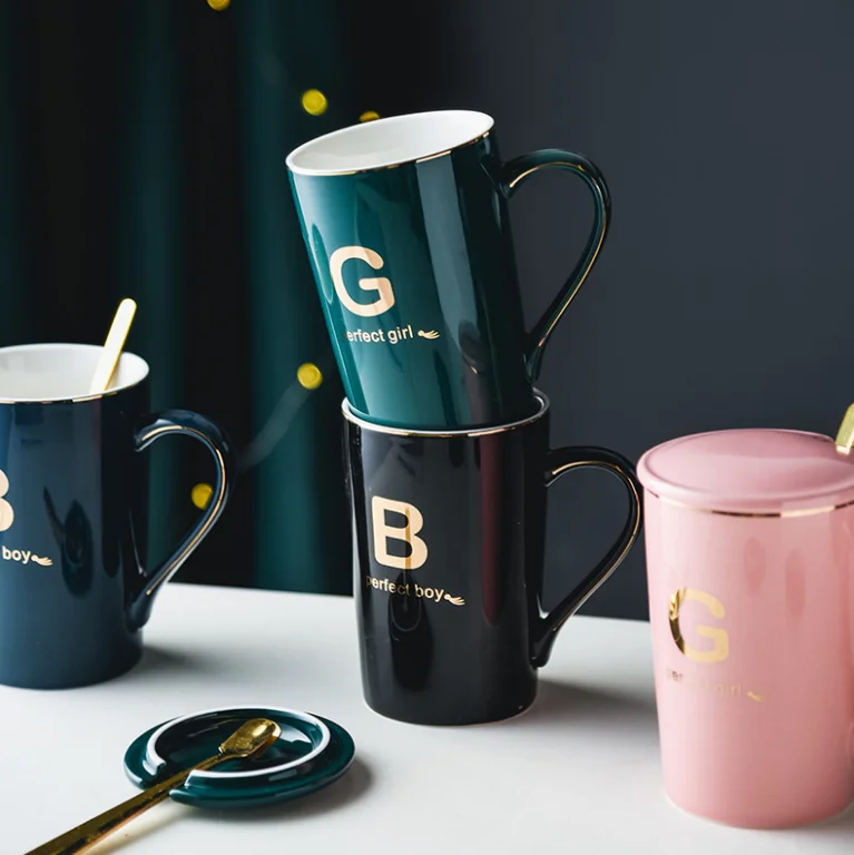 Роскошная высококачественная фарфоровая кофейная кружка Brett с логотипом на заказ, чашка для пары, свадебный подарок