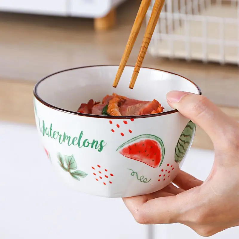 Shopping Mall Supermarket Fruit Bowl Watermelon Wholesale Hotel Ceramic Tableware Small Salad Bowl Household Gift Bowl