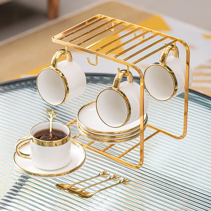 4 Pcs Set European Style Mugs Fashion Coffee Cup Gift Box Saucer Set Ceramic Cup Sets for Coffee and Tea