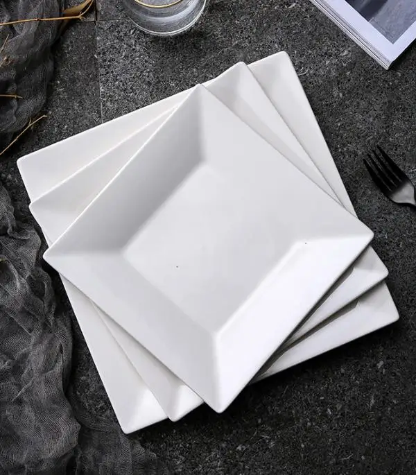 Modern Minimalist White Ceramic Plate Tableware for Home or Party Steak Pasta Dessert Dish Wholesale