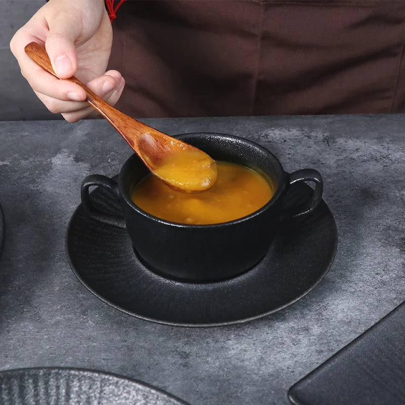 Тарелка с черной оправой Сервировочные блюда Кейтеринг Роскошная посуда Поставщик отелей Stars Посуда Напитки Паста Суповая тарелка Ресторан