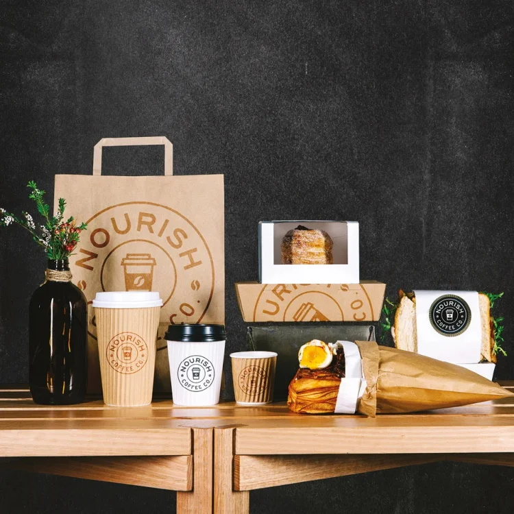 Оптовая продажа на заказ, крафт-лапша, гамбургер, упаковка для обеда, одноразовая бумага, коробки для еды на вынос и чашки