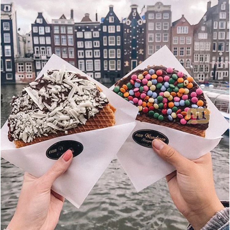 Биоразлагаемый пакет для сэндвичей, жиронепроницаемые треугольные пакеты для сэндвичей, хлеб, гамбургеры, пончики, Stroopwafel, упаковочные пакеты для сладостей