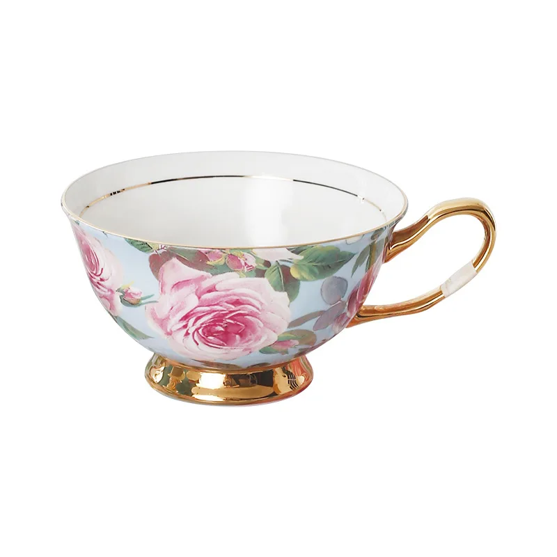 Factory Wholesale British New Style Coffee Cup Set Retro Bone China Black Tea Gift Cup Saucer Set