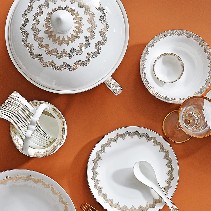 High Quality Western European Style Porcelain Dinnerware Ceramic Dinner Set
