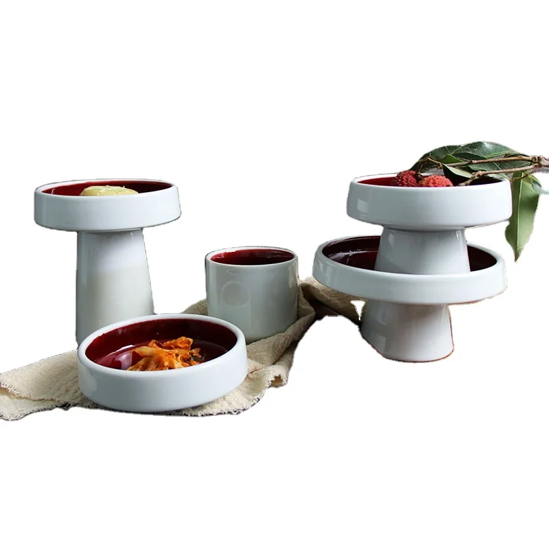 Тарелка для торта на подставке Фарфоровые блюда для фруктов Фарфоровая миска на подставке Украшения для еды Чаша для десерта на подставке