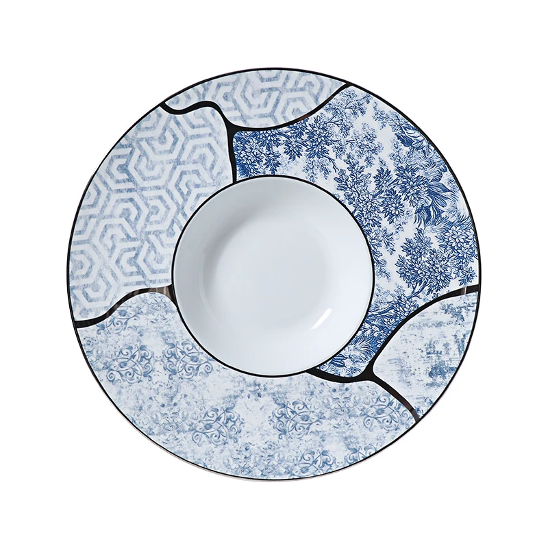 B1 Ресторан морепродуктов 3 дюйма 16 предметов Набор посуды Керамические черные тарелки Кухонные аксессуары Современные тарелки