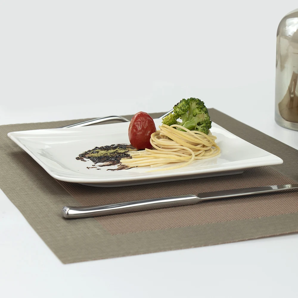 Керамическая фарфоровая посуда для ресторана, набор белых столовых тарелок