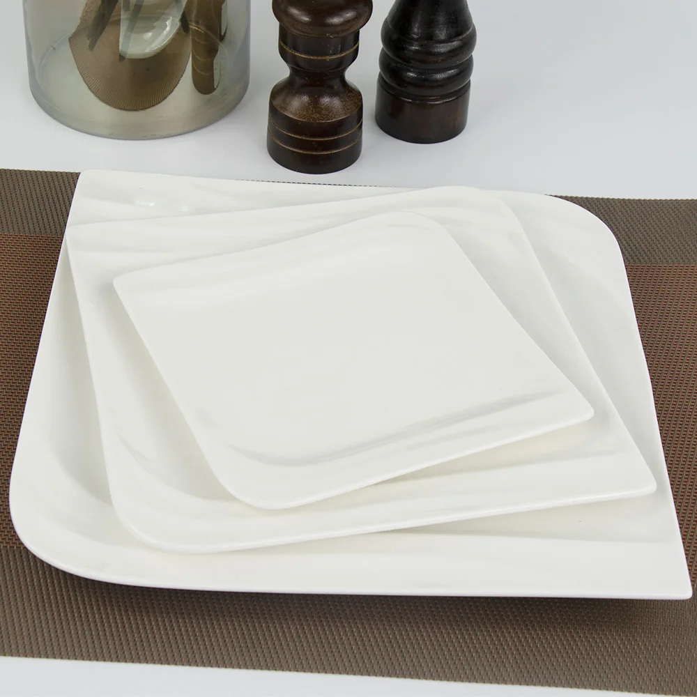 Керамическая фарфоровая посуда для ресторана, набор белых столовых тарелок