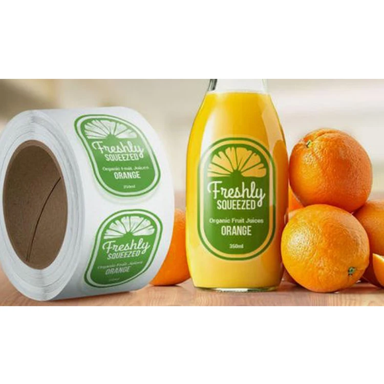 Напечатанная на заказ частная клейкая круглая продукция для напитков, еды, упаковка «спасибо», водонепроницаемая наклейка с логотипом, этикетка для бутылок фруктового сока