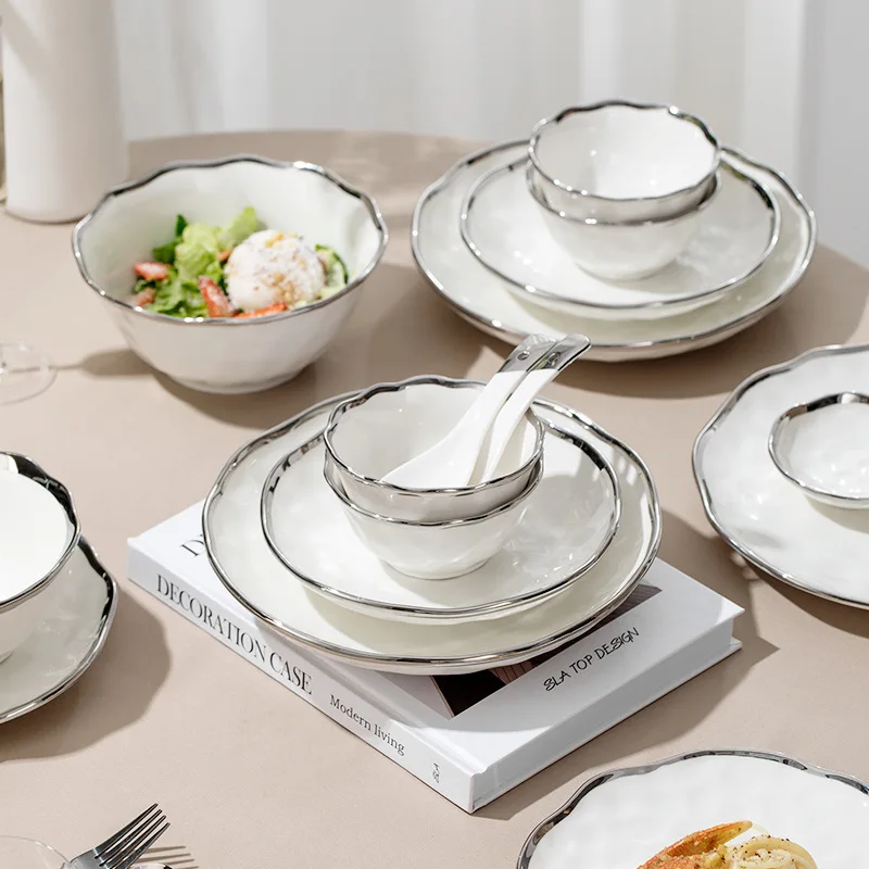 Σετ επιτραπέζια σκεύη πολυτελείας Hotel Restaurant Home Επιτραπέζια σκεύη Μπολ Πιάτο Κουτάλι Κουζινικά σκεύη Μοντέρνα κεραμικά σετ μαχαιροπήρουνων