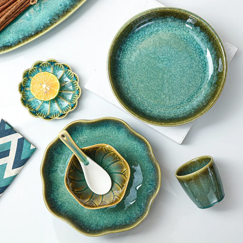 Creative Luxury Baked Bowl Plate Ceramic  Tableware Combination Set