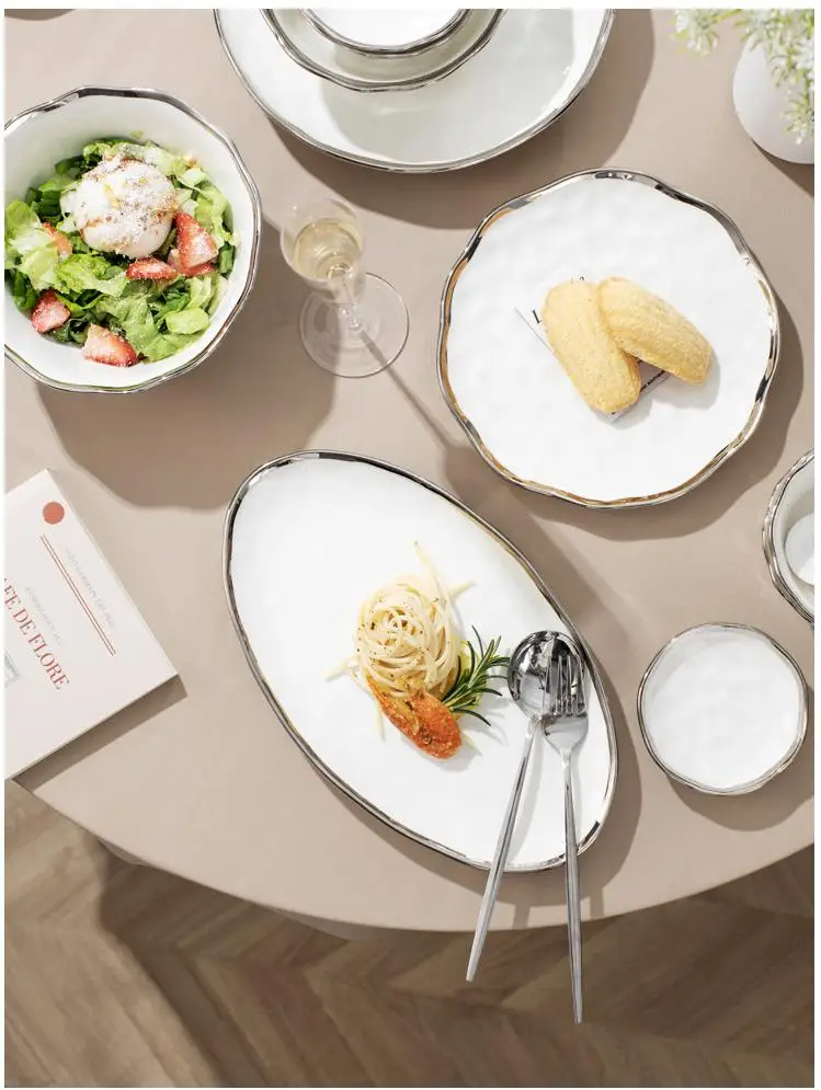 Σετ επιτραπέζια σκεύη πολυτελείας Hotel Restaurant Home Επιτραπέζια σκεύη Μπολ Πιάτο Κουτάλι Κουζινικά σκεύη Μοντέρνα κεραμικά σετ μαχαιροπήρουνων