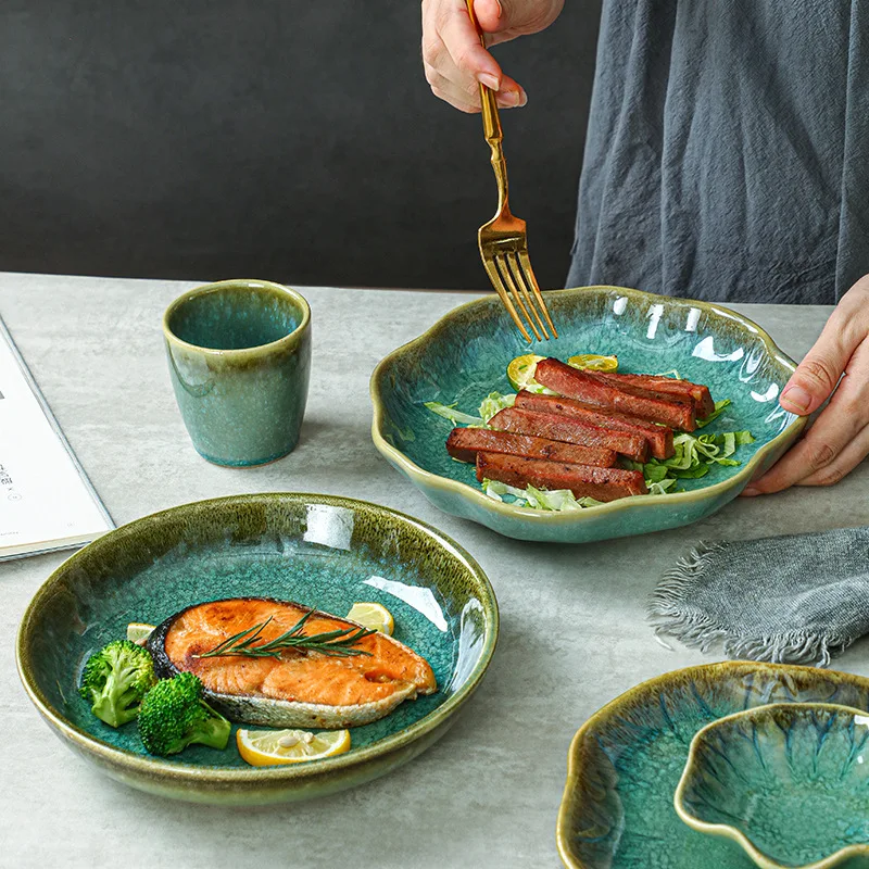 Creative Luxury Baked Bowl Plate Ceramic  Tableware Combination Set